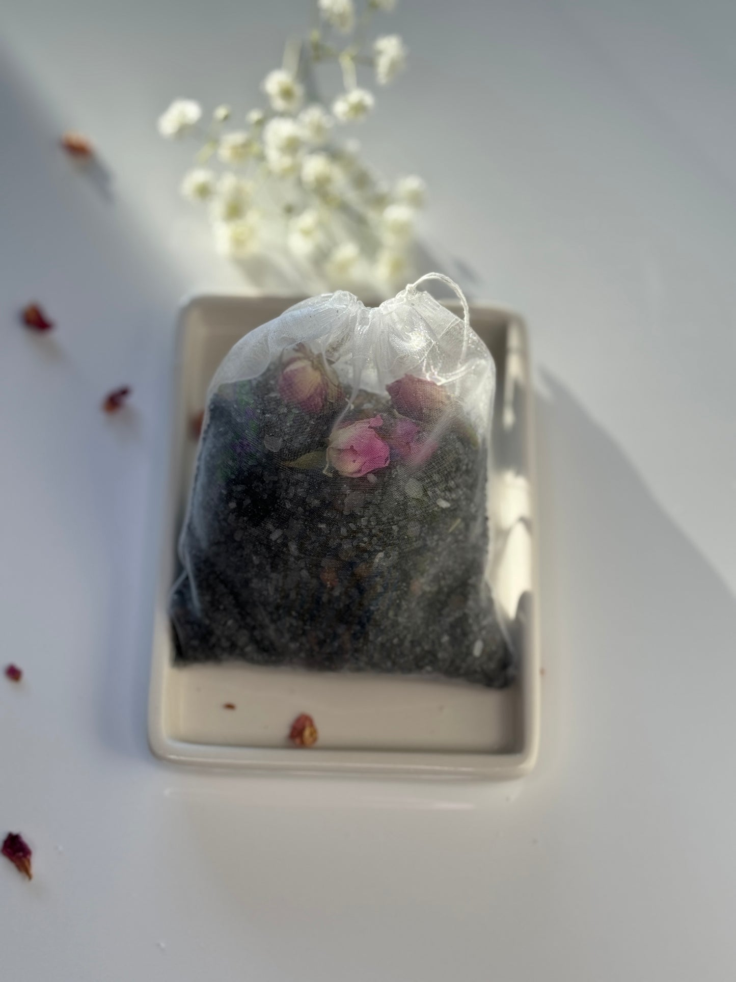 Peony Rose Black Himalayan Salt | Purifying Bath Sachet